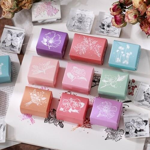 13 Models Cute Flowers Transparent Acrylic Decoration Flower World Series Seal Diy Stationery Stamp