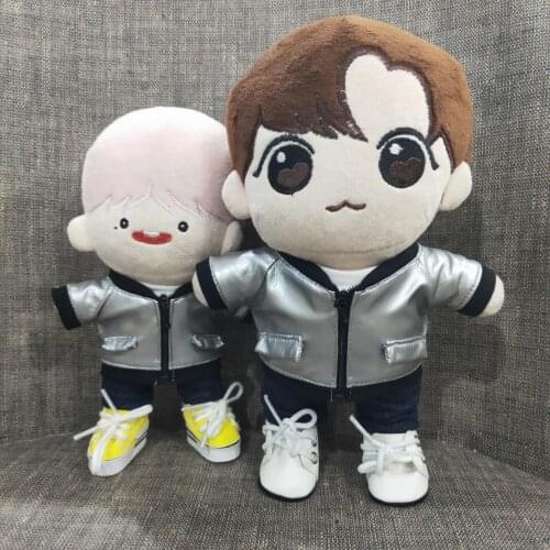 15-20cm doll use tshirt overalls stuffer plush doll coat