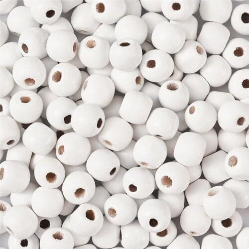 200pcs 10mm 12mm Round Dyed White Wood Beads Spacer Beads for Jewelry Making DIY Bracelet Necklace Accessories Findings