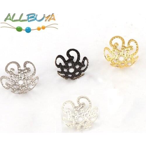 200pcs Gold Color Metal Hollow Flower Spacer Beads End Caps for jewelry making supply DIY Charms Earring Connectors Wholesale