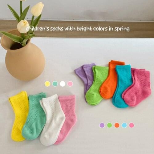 4pcs/set 0-8 Years Children Kawaii Summer Soft Socks Cotton Mesh Cute Cool Socks Candy Color Shift Toddler Socks For Baby Kids