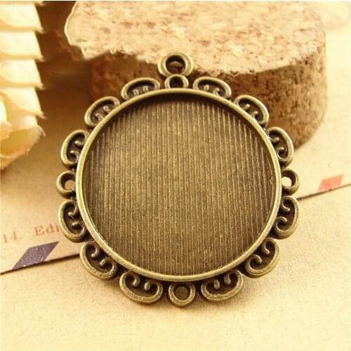 10pcs/lot Vintage 5 Colors Flower Pendant Cabochon Settings Base Bezel Trays Fit 25mm Cabochons Beads DIY Jewelry Making