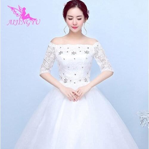 AIJINGYU 2021 2020 V-neck Customized new hot selling cheap ball gown lace up back formal bride dresses wedding dress FU255