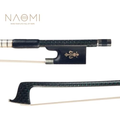 NAOMI Master 4/4 Carbon Fiber Violin Bow Green Silk Braided Carbon Fiber Stick Cupronickel Mounted Ebony Frog Durable Use