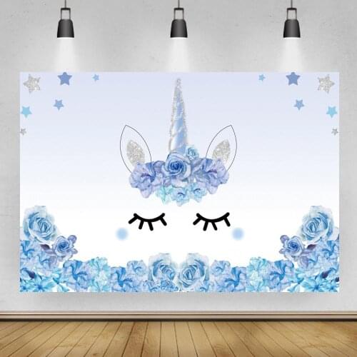 Lavender Florals Unicorn Princess Backdrops Photography Newborn Baby Shower 1ST Birthday Cake Table Decor Backgrounds