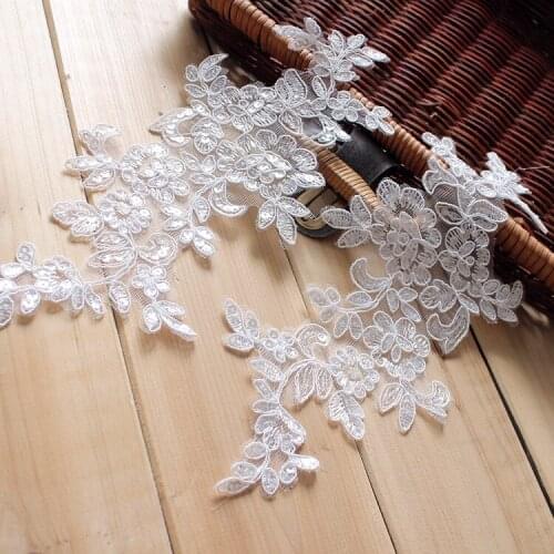 2Paris(4Pcs) Sequined Lace To Lace Wedding Tiara Handmade DIY Bride Tiara Material Lace Accessories Applique Patches