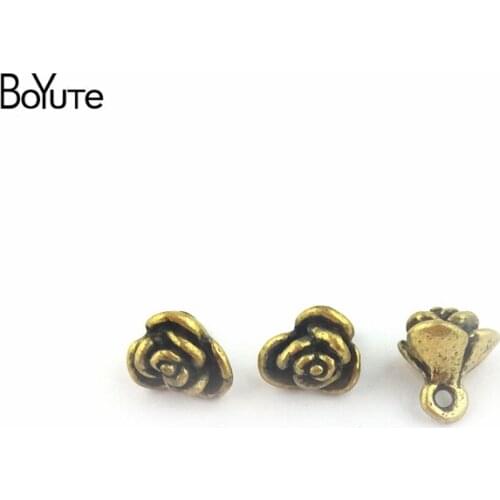 BoYuTe (100 Pieces/Lot) 7MM Antique Bronze Plated Zinc Alloy Small Flower Charms for Jewelry Making Findings Diy Accessories