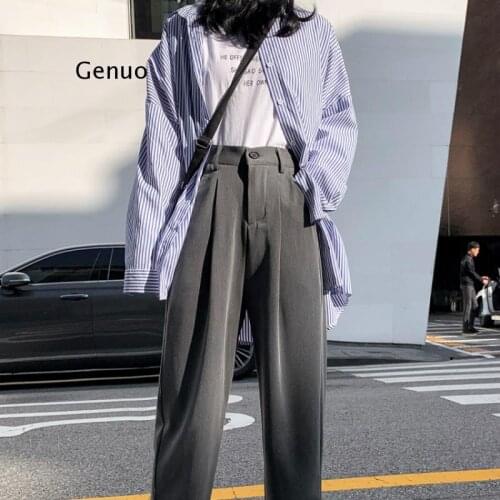 Women Suit Pants Spring Office Lady Long Trousers New Autumn Solid Loose High Waist Pant Vestodo Female Pants