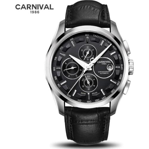 Carnival Luxury Brand Automatic Fashion Watch Man Waterproof Luminous Military Calendar Mechanical Wristwatch Relogio Masculino