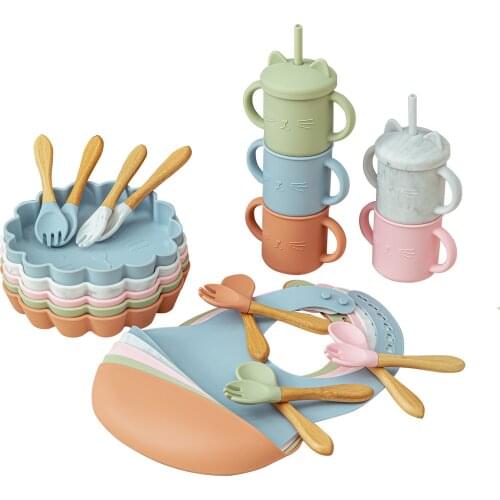 Baby Silicone Feeding Dinnerware Sets Waterproof Baby Cartoon Lion Dinner Plate Food Grade Silicone Dishes for Baby Dishes