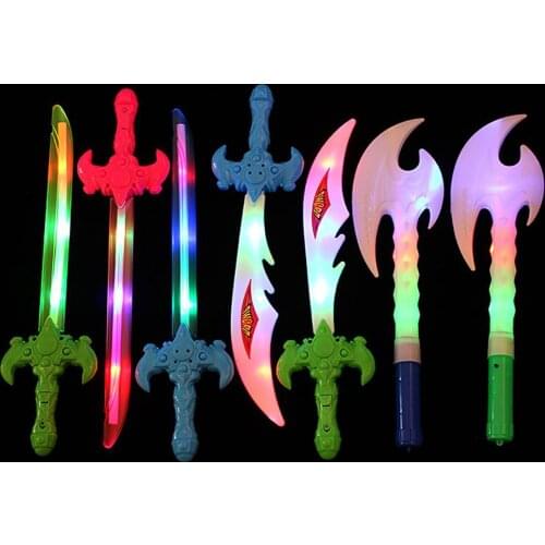 Halloween Electronic Luminous Weapon Toy Cute Plastic Flashing LED Light Sword Knife Shape Axe Toy Kids Children Birthday Gift