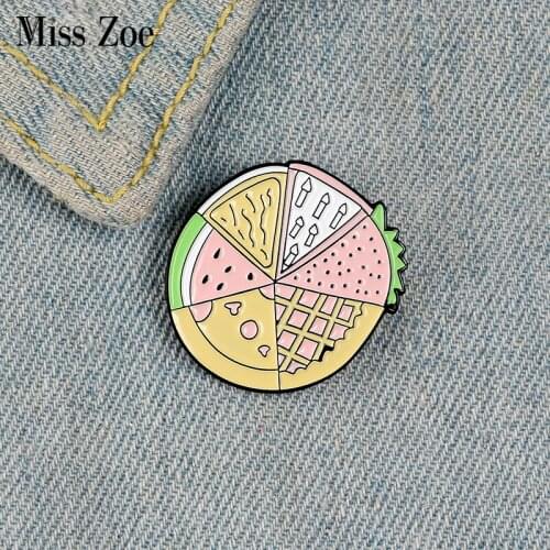 Favorite Food Enamel Pin Watermelon Strawberry Pancake Waffles Cheese Brooch Shirt Lapel Bag Fun Badge Cartoon Jewelry Gift Kids