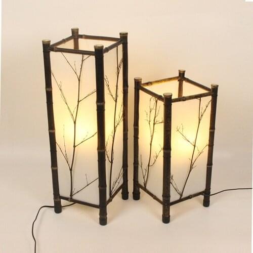 Lantern E27 Japanese Bamboo Floor Led Lamp Hotel Asian Style Vintage Lamp Bamboo Light Indoor Lighting Home Decorative Design