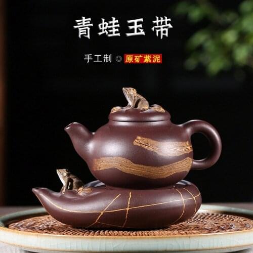 Yixing are recommended by the manual frog jade belt cover pot a pot pad with small teapot kung fu tea set