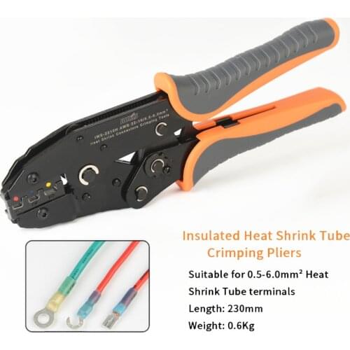 IWS-2210H Crimping Tool Plier AWG22-10 Crimper 0.5-6.0mm² Square for Heat Shrink Butt Connectors Terminals