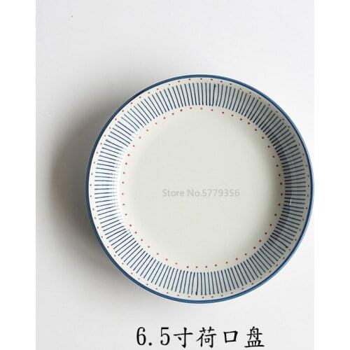 Japanese Style High Temperature Underglaze Hand-painted Ceramic Tableware 6.5 Inch Lotus Plate Disc Household Plate