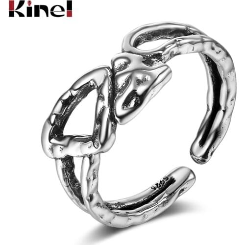 Kinel 925 Sterling Silver Stackable Geometric Triangle Finger Rings for Women Punk Party 925 Silver Ring Jewelry Birthday Gifts