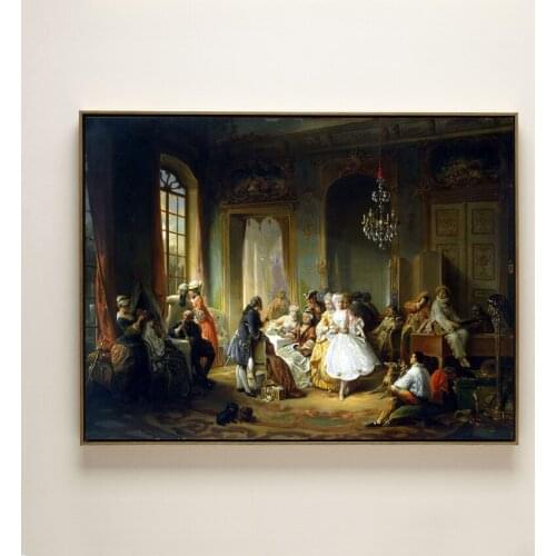 Classical europe retro court people palace music canvas printings oil painting printed on cotton wall art decoration picture