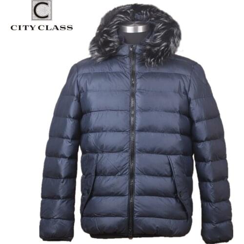CITY CLASS Classic Brand Winter Men Coat Hot Sale Business Jacket Coat Removable Hood Fur Coat Fashion for Male CC6075