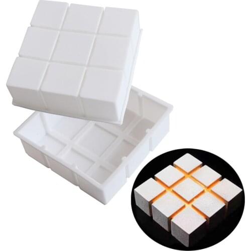 Square Jiugongge Shape Silicone Resin Fondant Cakes Mousse Cake Mold Jelly Pudding Molds Chocolate Ice Mould Kitchen Accessories