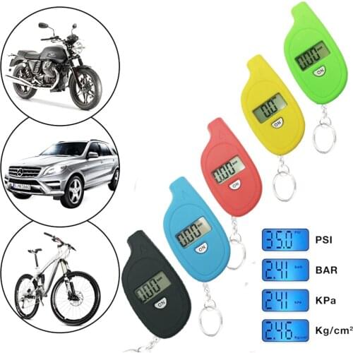 Mini Keychain Style Tire Gauge Digital LCD display Car Tyre Air Pressure Tester Meter Car Auto Motorcycle Tire Safety Alarm