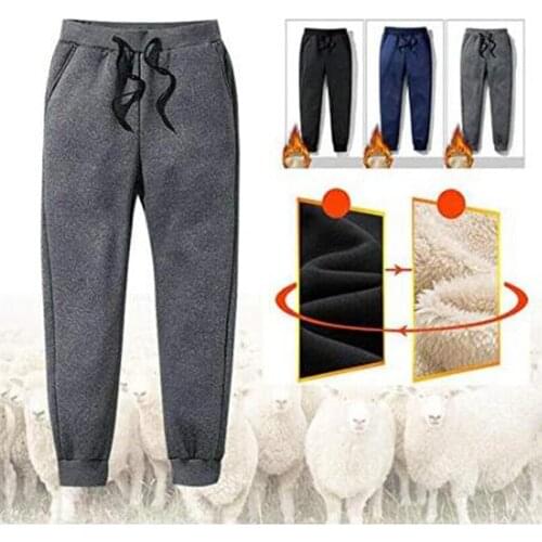 Mens Thermal Fleece Pockets Pants Thickened Fleece Lined Casual Sports Trousers Winter Keep Warm Pants Fashion Comfortble L3