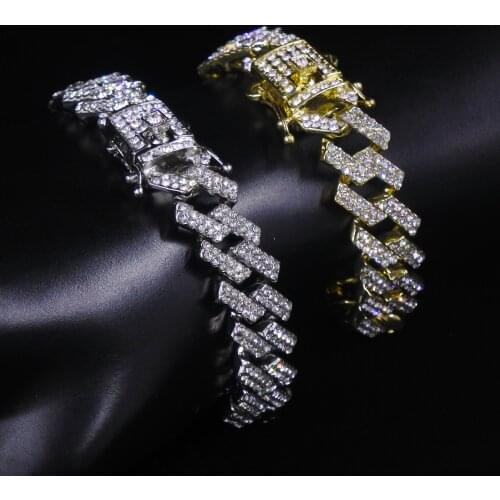 2021 Hip Hop Full AAA Zircon Bling Iced Out Pave Mens Bracelet Miami Cuban Link Chain Bracelets for Men Jewelry Gift
