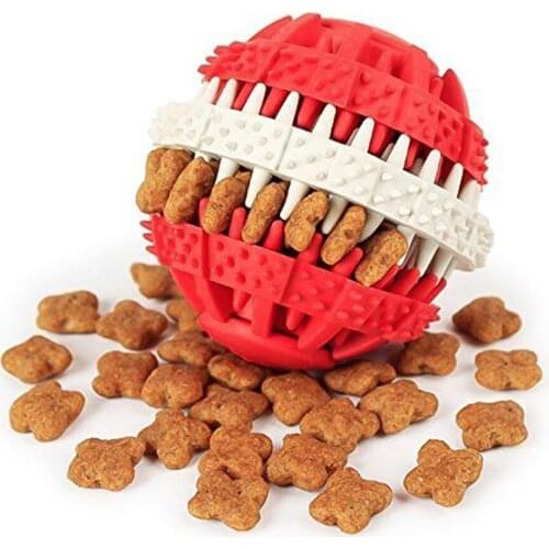 Soft Rubber Dog Chew Ball Pet Interactive Elasticity Leakage Food Puppy Clean Tooth Molar Doggy Extra-tough Training Biting Toy