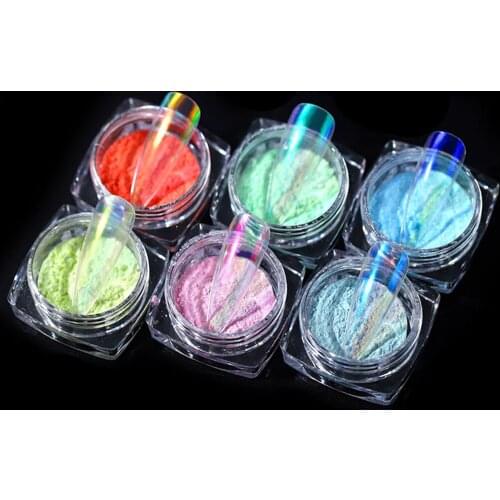 6Colors Glitter Powder Set for Nail Art 3D DIY Tips Mermaid Decoration