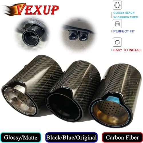 1Piece Glossy/Matte Carbon Fiber Exhaust Muffler Tip Stainless Steel For BMW M Series 1 2 3 4 5 Series Pipe Nozzle
