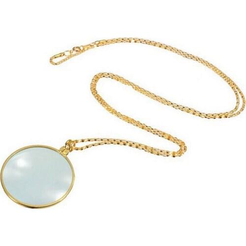 Hot SaleDecorative Monocle Necklace With 5x Magnifier Magnifying Glass Pendant Plated Chain Necklace For Women Utility Portable