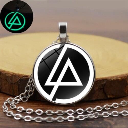 New Women Men Glow In The Dark Necklace Classic Luminous Necklace Jewelry Charm Lincoln Band Logo Glass Alloy Pendant Necklace