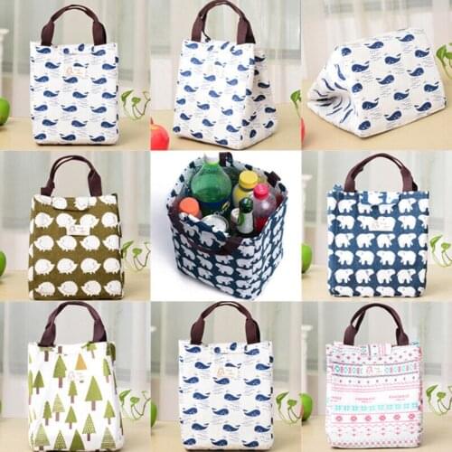 Canvas Portable Insulated Thermal Cooler Lunch Box Bento Tote Storage Bag Case Picnic Bags
