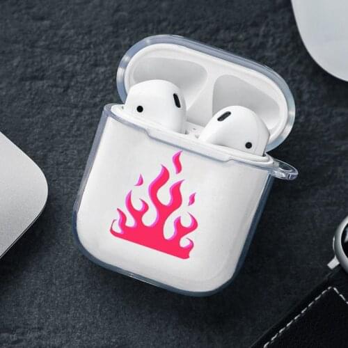 Cool Flame Clear Earphone Case For Apple AirPods 2 1 Wireless Silicone Soft Headset Protective Cover Blaze Charging Box Bag Capa