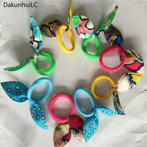 10Pcs Elastic Hair Bands Polka Dot Cute Bow Rabbit Ears Elastic Rubber Bands Hair Rope Girls Scrunchy Accessory for Hair Tie