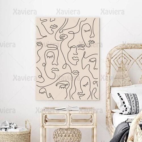 Nordic Abstract Line Art Poster Ladies Face Contour Printing Canvas Painting Modern Minimalist Pictures Home Decoration Murals
