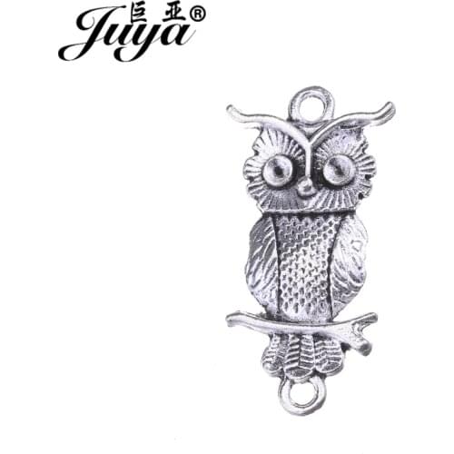 JUYA China Connectors for Jewelry Making Suppliers 33x17mm 10pcs/lot Vintage Alloy Metal Owl Shape Bracelet Accessories CR0065