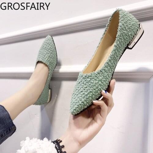 Single Shoes Women 2021 New Suede Shallow Mouth Pointed Flat Womens Shoes Small Fresh Fairy Shoes Women Out Flat Shoes