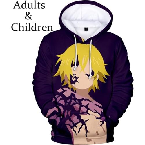 Comfortable 3D meliodas boys girls Hoodies Sweatshirt Hot Fashion Men women Autumn Harajuku 3D Hoodie casual children pullovers