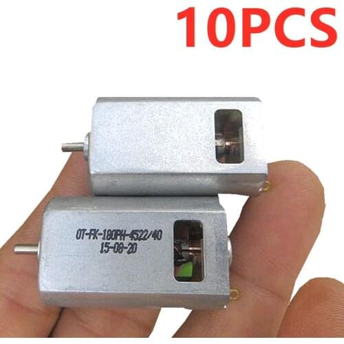10PCS/LOT 180 DC motor Carbon brush High torque High-speed strong magnetic model motor 6V 27800 rpm With cooling holes