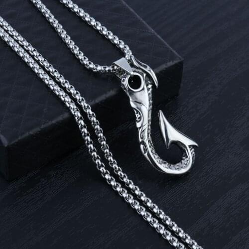 Punk Style Unisex Necklace Fashion Retro Fish Hook Pendant Necklaces for Women Necklace