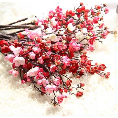 60cm Artificial Cherry Flower Branch Home Garden Bedroom Decoration Christmas New Year Wedding Festive flores artificiais