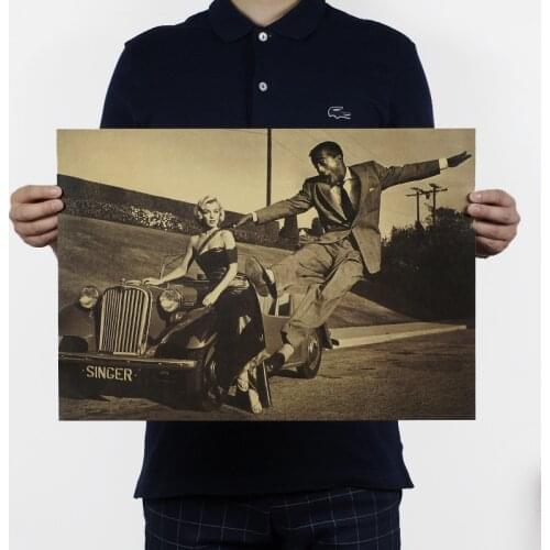 Vintage Classic Monroe Poster Cafe Bar Home Decor Painting Retro Kraft Paper Wall Sticker Wallpaper 51X36cm