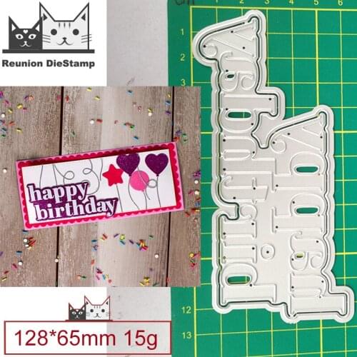 Cut Die Christmas English Words Happy Birthday Metal Cutting Dies DIY Scrapbooking Steel Craft Die Cut Embossing Paper Cards