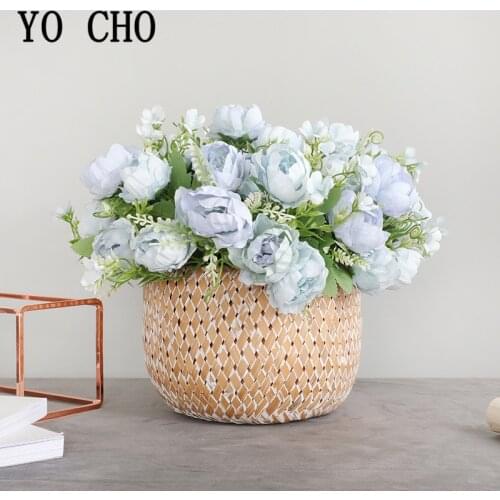 YO CHO 1 Bundle European Small Silk Peony Artificial Flowers 7 Heads Peony Home Photography Decoration Handmade DIY Faux Flores