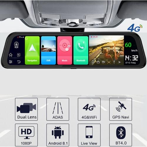 10 Inch Car Mirror Android 8.1 DVR Dash Cam 4G WIFI GPS Navigation ADAS Auto Video Recorder Rearview Mirror Camera Stream Media