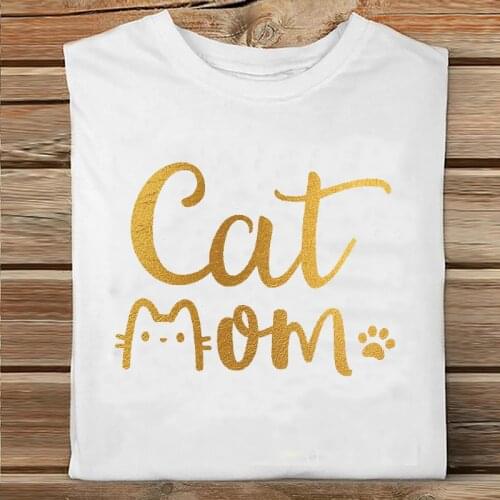 Women T-shirt Fashion Watercolor Cat mom Letter Print Summer Clothes Ladies Tshirt Female Tee Top Graphic Ladies T-shirt 2021