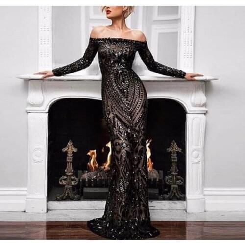 Off Shoulder Maxi White long Dress 2021 Mesh Bodycon Sequin Dress Women Strapless Party Sexy summer Dresses Vestido