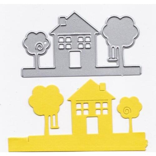 1pcs House and Tree Embossing Metal Cutting Dies Stencils Scrapbooking DIY Photo Album Decorative Embossing Template Stencil