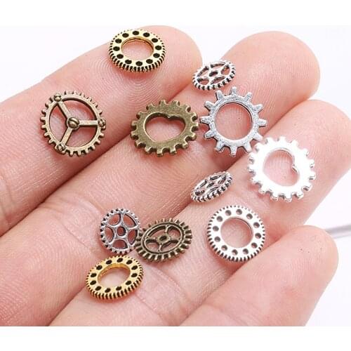 100Pcs Antique Steampunk Mini Wheel Gear Charms Pendant DIY Jewelry Making Craft